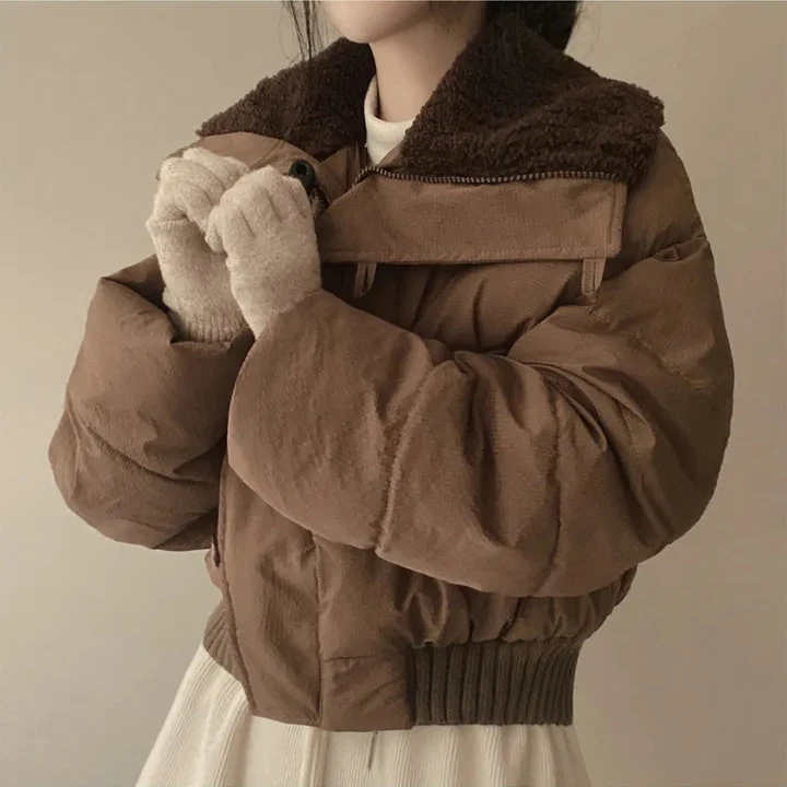 Parkas Parkas con cordón prendas de vestir exteriores gruesas Ropa de lana de cordero Mujer 2025 Mujer Casaco Otoño Invierno chaquetas de un solo pecho