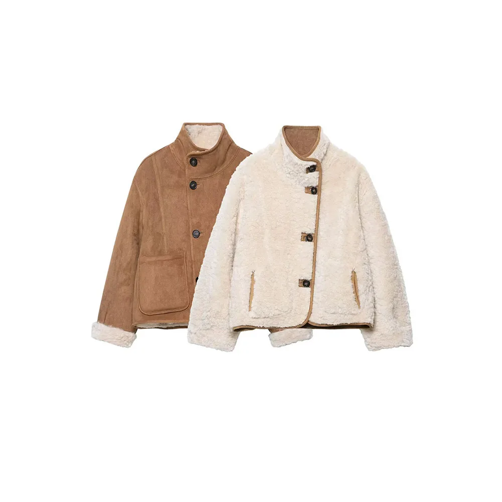 

Новая осенне-зимняя женская модная универсальная двусторонняя куртка.