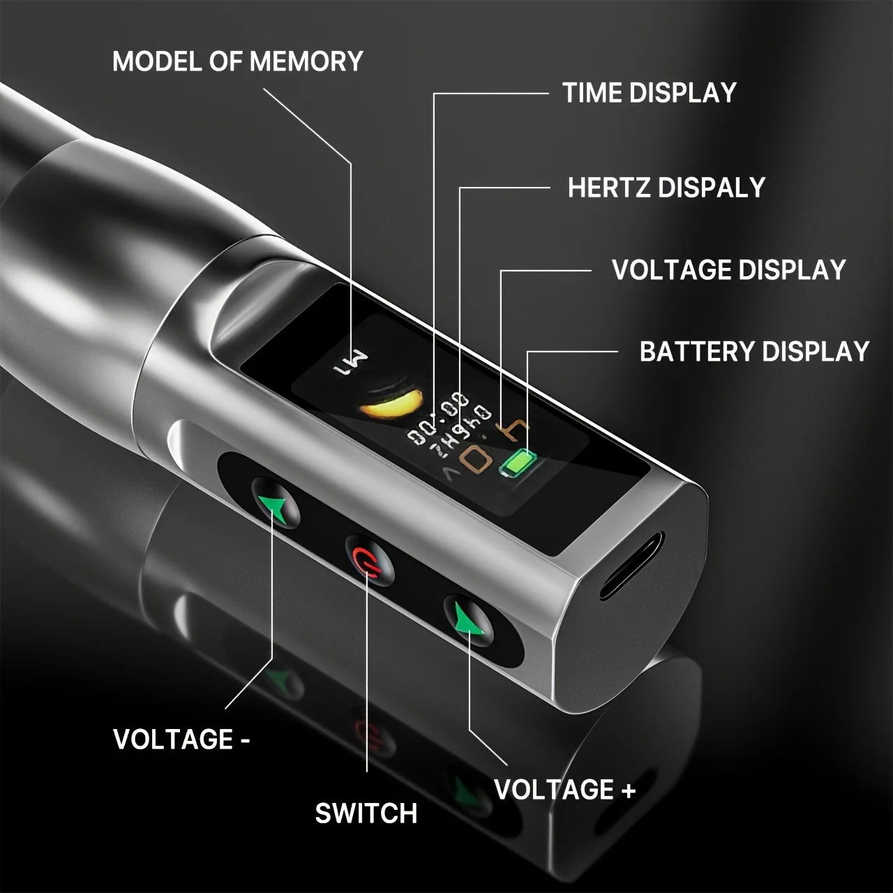 Pistolet à tatouer sans fil avec écran LED numérique léger, machine à tatouer à distance, fourniture d'équipement de tatouage sans fil, stylo