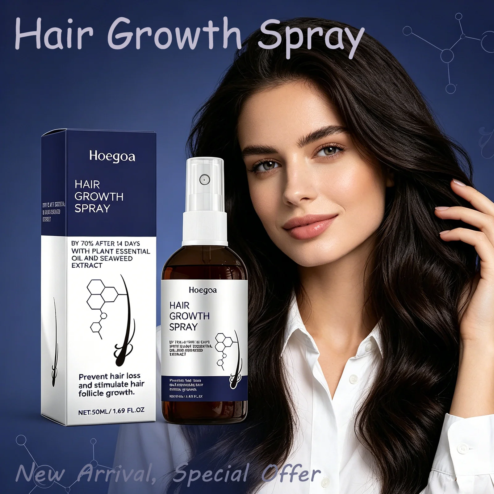 

HOEGOA 50ML Hair Growth Spray Promotes Hair Growth Deeply Nourishes Hair Improves Dry And Split Hair Anti-Hair Loss Spray