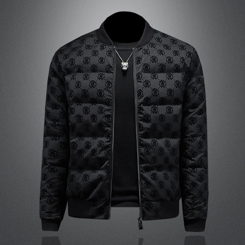 

Мужская зимняя куртка из белого пуха с принтом, теплая, модная, городская, спортивная, на молнии, молодежная, стильная