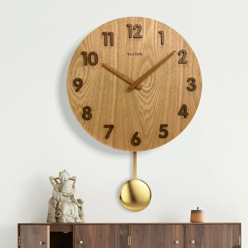 Vintage Wooden Wall Clocks Round Fashion Minimalist Simple Creative Silent Design Wall Watch Aesthetic Interior Saat Home Decor