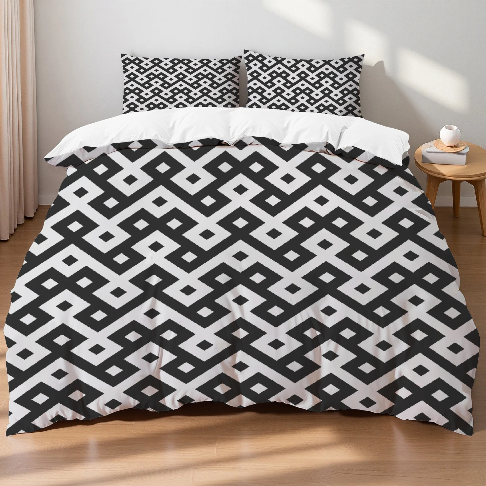 Nordic Stipe Bedding Sets Minimalist Line Black White Duvet Cover With 2 Pillowcases Geometric Gifts For Teen Adult Bedroom