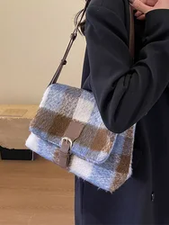 Borse ascellari a spalla scozzese in Tweed di grande capacità per le donne autunno inverno popolare borsa a tracolla alla moda per pendolari