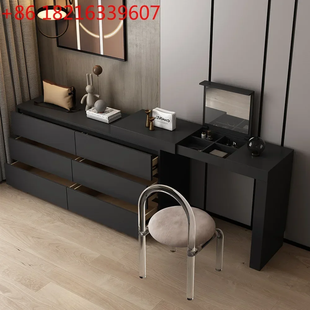 TAO TAOModern simple black retro solid wood clamshell bedroom chest combination storage integrated telescopic