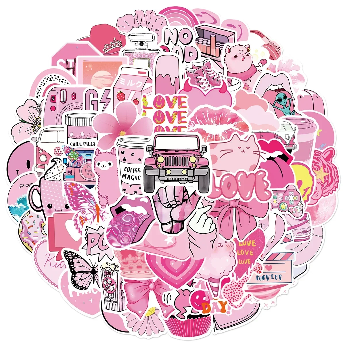 10/30/50/100PCS Pink VSCO Cute Girl Stickers Skateboard estetico Laptop chitarra Graffiti bagagli Sticker decalcomania impermeabile giocattoli