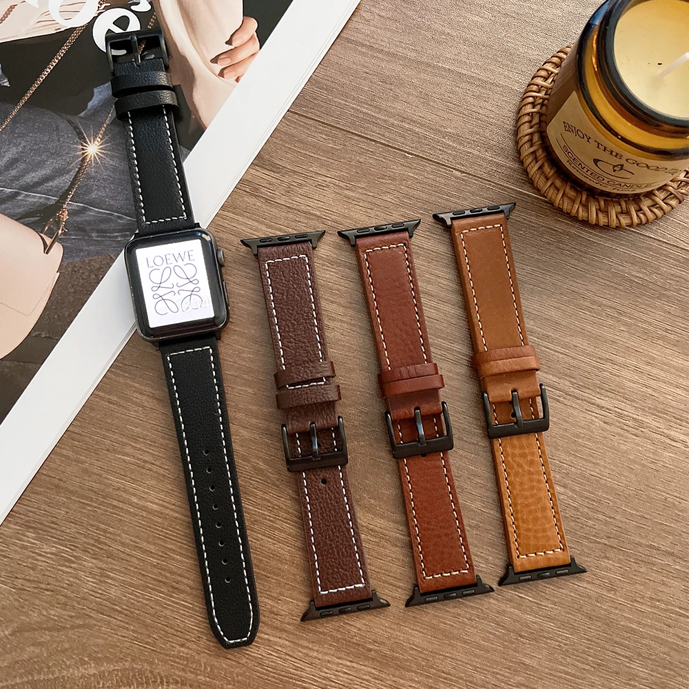 

Vintage Leather Strap for Apple Watch Band 44mm 40mm 45mm41mm 49mm 42 38mm Belt for iWatch Series Ultra 8 7 6 5 4 3 SE Wristband