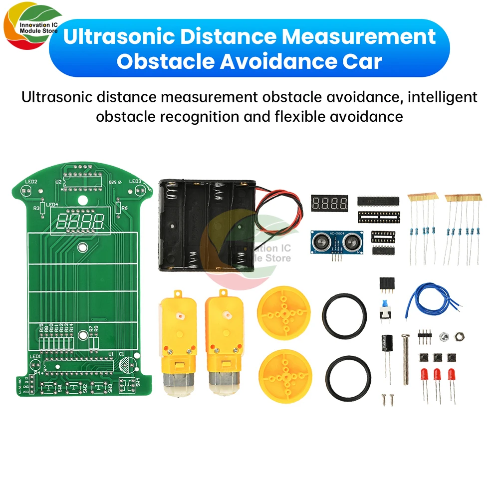 

Ultrasonic Ranging Obstacle Avoidance Car Microcontroller Intelligent Car Programming Diy Welding Electronic Kit