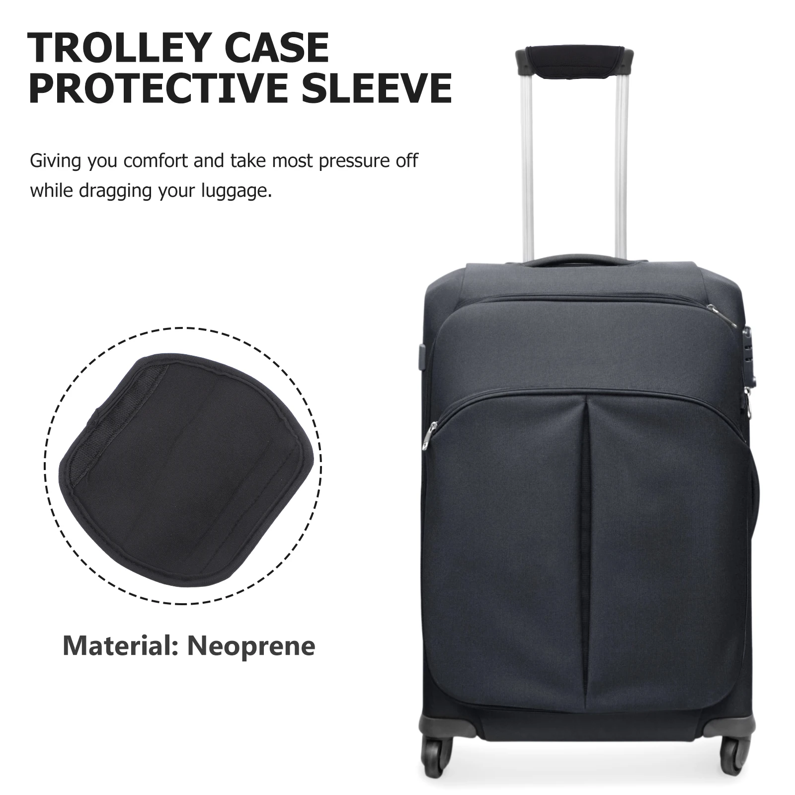 

Luggage Handle Protector Neoprene Sleeve Wraps For Travel Bag Suitcase Easy Install Light Weight Pressure Relief Smooth Texture
