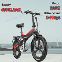 E-Bike 500W Motor 48V12.8AH Removable Lithium Battery Foldable Electric Bicycle 20-inch Tire City Commuting Electric Bike