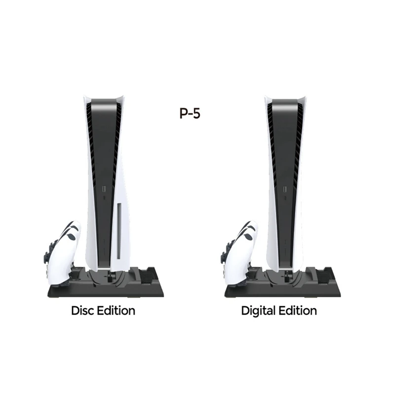 Para ps5 suporte de resfriamento vertical fino com carregador de controlador duplo abs + placa base de hardware para consoles ps5 acessórios