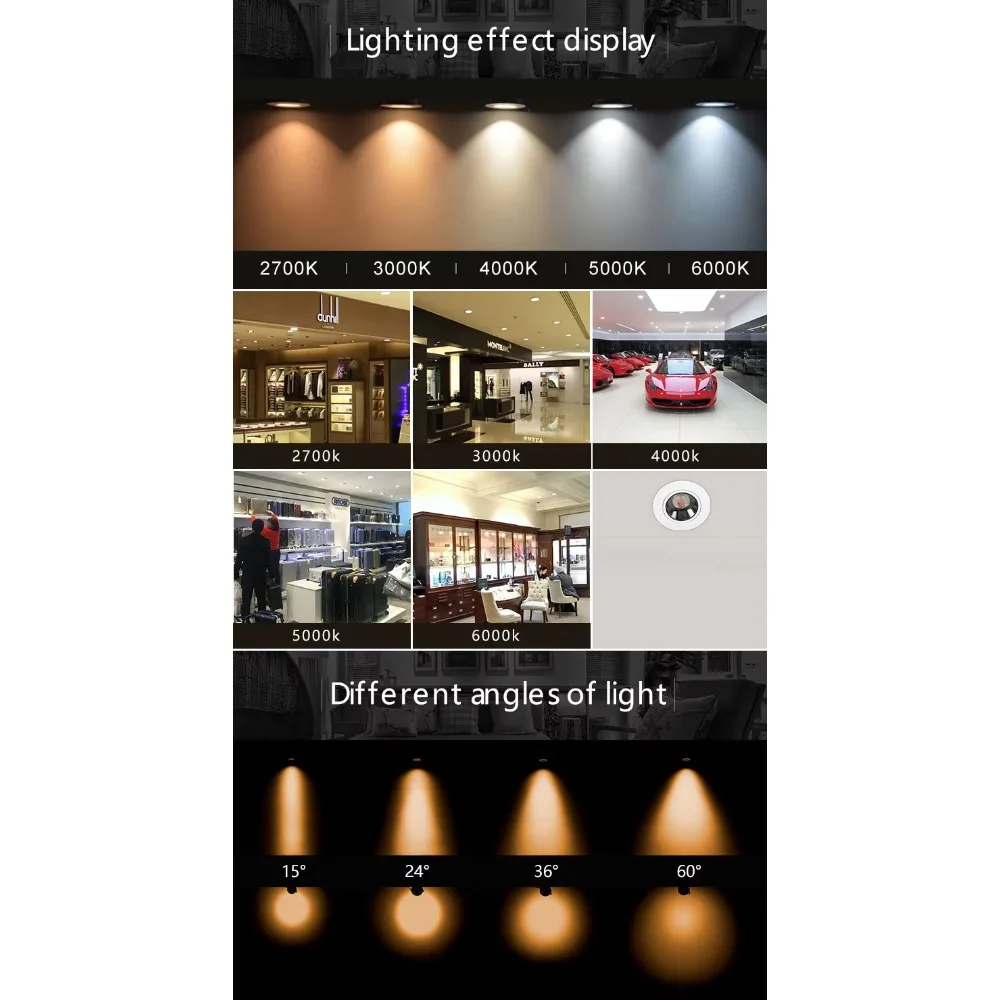Picture 7: 8W-50W Ultra Anti-Glare Smart Dimmable RGBCW Downlight Recessed Ceiling Spotlight COB LED Downlight