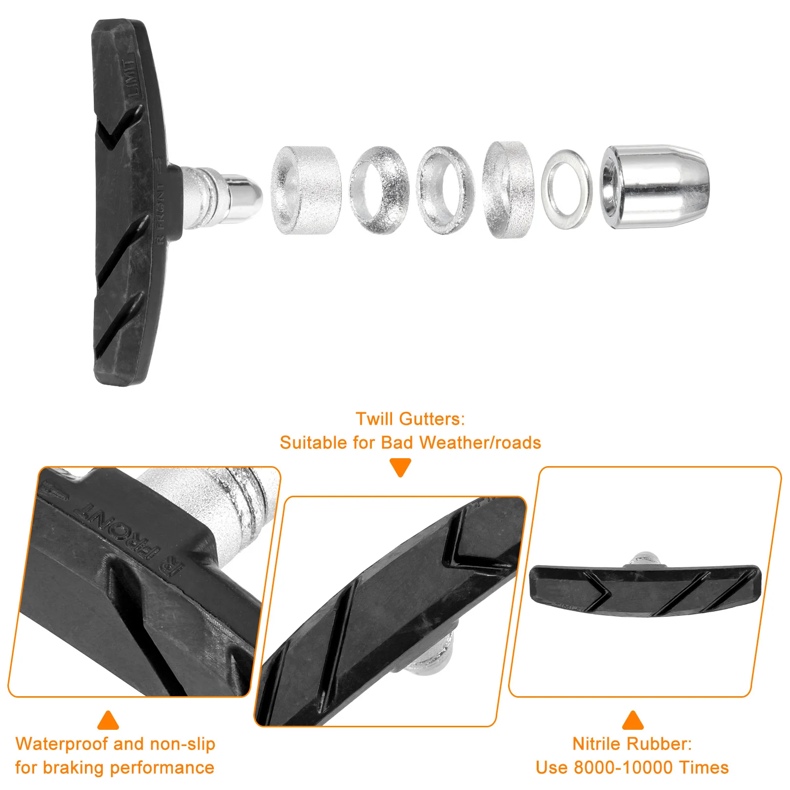 2/4/8 pezzi pastiglie freno silenziose MTB bicicletta da strada ciclismo V pastiglie porta freno scarpe blocchi di gomma accessori ciclismo durevoli nero