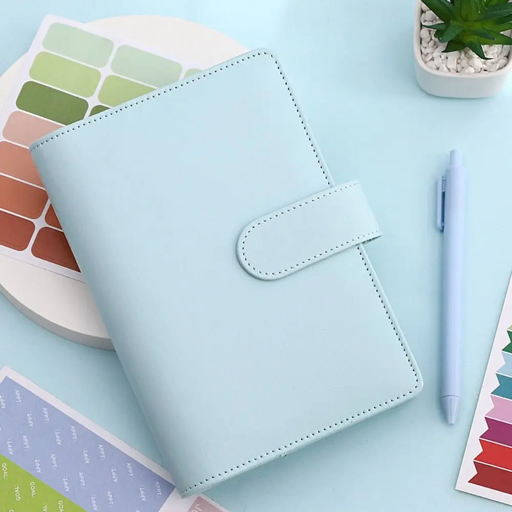 Durable A6 Binder Ledger Macaron Colorful PU Leather Money Binder Organizer Cash Envelopes PVC Budget Planner Office Worker