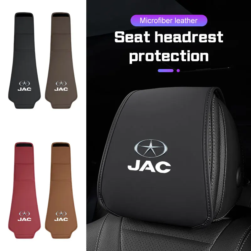 Protetor de Apoio de Cabeça Macio para Carro, Capa de Almofada de Pescoço em Couro Microfibra com Compartimento de Armazenamento para JAC Refine J3 J2 S5 A5 J5 J6 J4 Vapour S2 T8