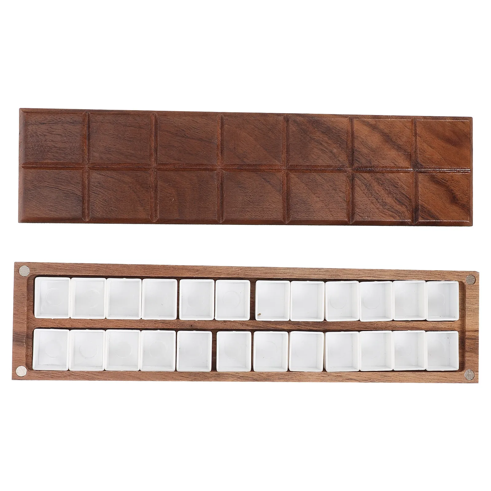 

Plastic Watercolor Pigment Box Wooden Mixing Case Reusable Portable Empty Paint Palette Art Holder Empty Watercolor Box