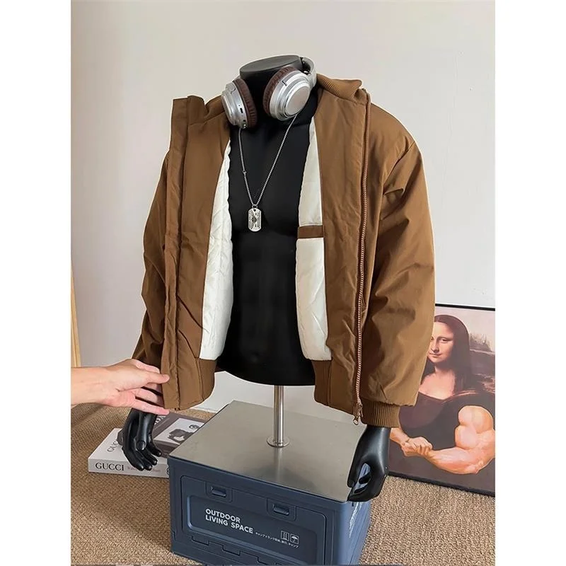 شتاء جديد الرجال الدافئة القطن Jaet الوقوف طوق فضفاض Thiened Faionable ملابس خارجية غير رسمية أعلى الشباب ألياف البوليستر #1