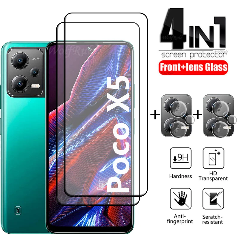 

4-в-1 для Poco X5 5G стекло Xiaomi Poco X5 закаленное стекло полное покрытие клей 9H защита для экрана Poco X 5 X5 Pro стекло для объектива камеры