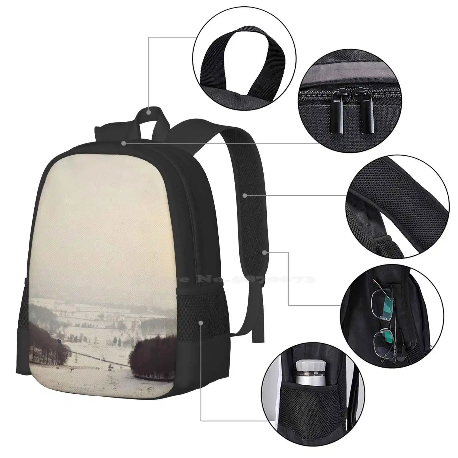 Snow Covers The Land Pattern Design Laptop Travel School Bags Trees Landscape Countryside Winter Cold Snowy Valley December