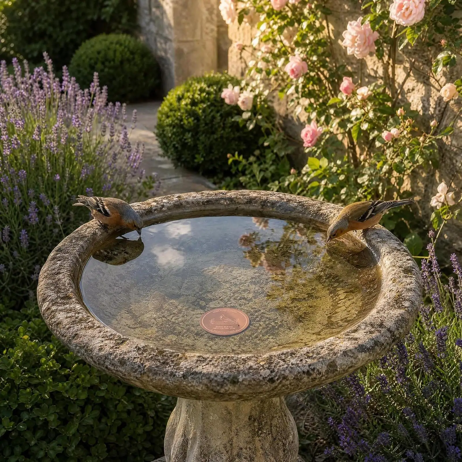 Bird Bath Purification Disk Ponds Fountain Cleaner Purifier Triple Point Support Copper Plate Bird Bath For Ponds Outdoor Garden