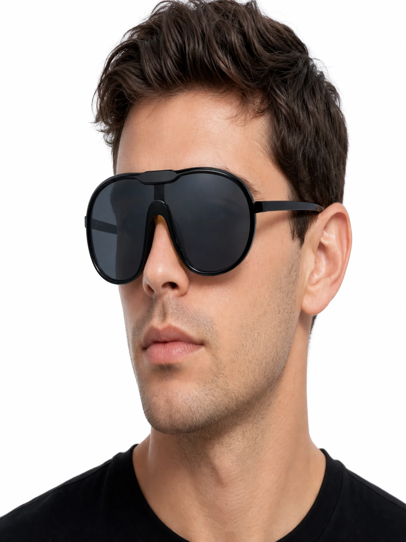 3 sets of Y2K integrated large frame sunglasses with wide face shield shaped lenses for men and women, trendy sunglasses