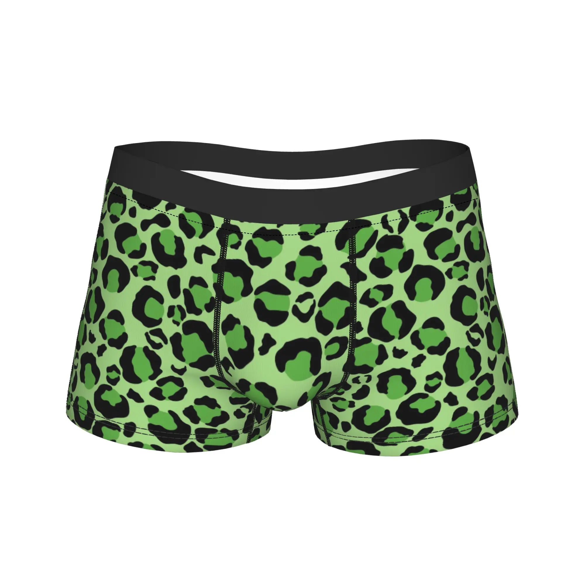 

Мужские зеленые трусы-боксеры с леопардовым принтом, шорты, дышащее нижнее белье, камуфляжные мужские сексуальные трусы S-XXL