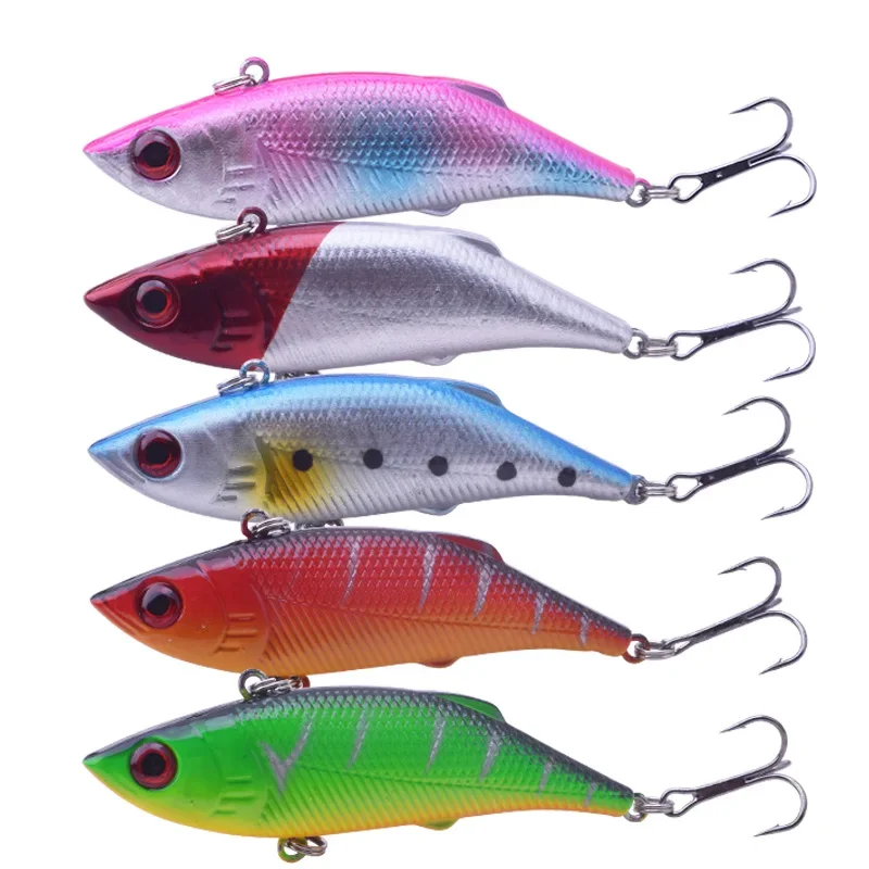 1 pc 7.5cm 9.5g inverno mar duro isca de pesca vib isca com chumbo dentro mergulho giratória gabarito asa wobbler crankbait pesca