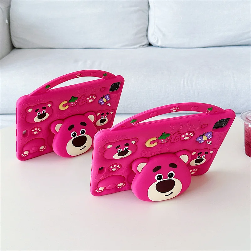 لباد اير ميني 2 3 4 5 6 10.9 برو 11 9 8 7th الفراولة الطفل حافظة لطيف ثلاثية الأبعاد الكرتون لوسو سيليكون اللوحي واقية #3