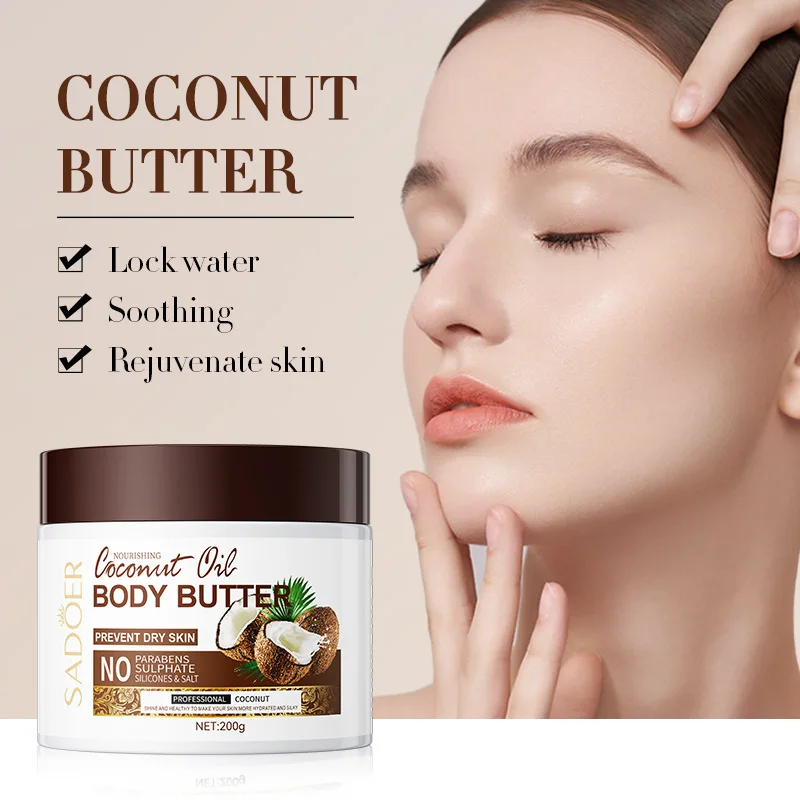 Body Butter Soothes Dry Skin Moisturizer Smooth Rough Deep Hydrating Whitening Cream Coconut Skin Care Body Lotion 200g