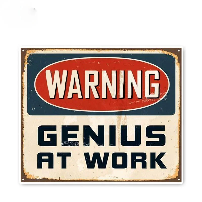 Personality Special Warning Genius At Work Vintage Car Stickers Fashion Trim Accessories Motorcycle Waterproof, 10cm