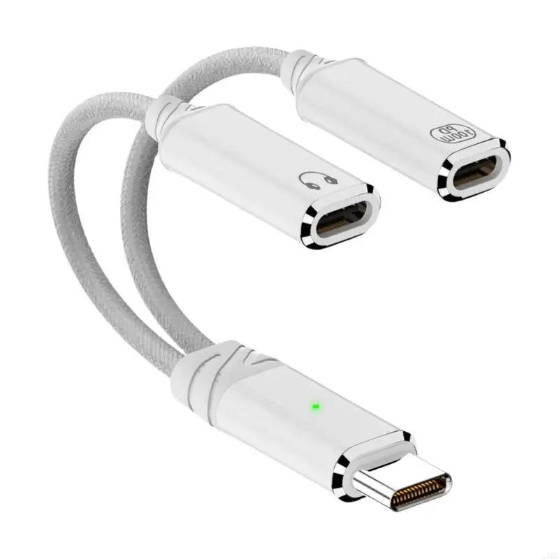 270b USB C Splitter Wire 1 hingga 2 Kabel Kabel Adapter Pengisian Headphone 2 Dalam 1 Desain