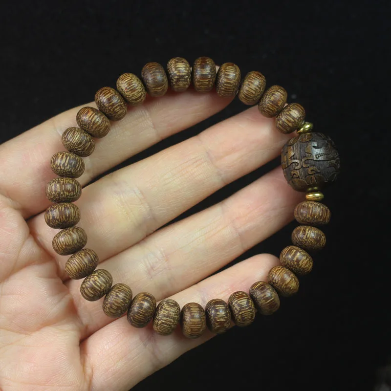 Sandalwood 9mm Abacus Buddha Beads Bracelet Carving Brave Lucky Beads Wooden DIY Men's and Women's Hand String Rosary Wholesale