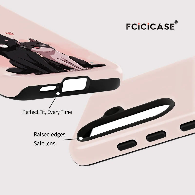 Fcicicase لطيف الحيوانات الكلب القط نمط جراب هاتف لسامسونج غالاكسي A16 A56 A26 5G A36 A 36 الاكريليك لينة طبقة مزدوجة غطاء