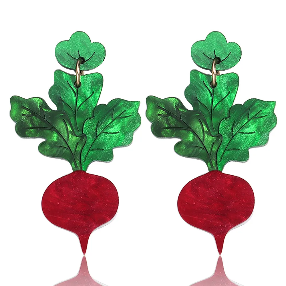 New Creative Water Carrot Acrylic Women's Earrings Cute Vegetables Fruit Radish Resin Drop Earring Fashion Party Jewelry Gifts