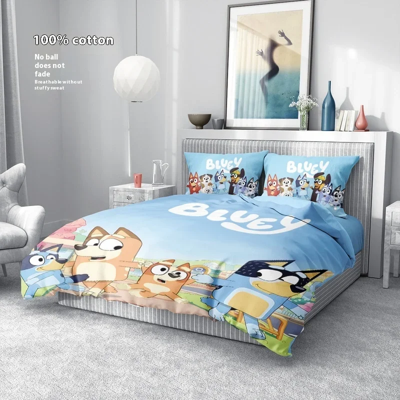 Bluey Home Quilt Cover Bluey Children Printed Cartoon Sheets Cute Kindergarten Quilt Covers Dormitory Sheets Bluey Pillowcases