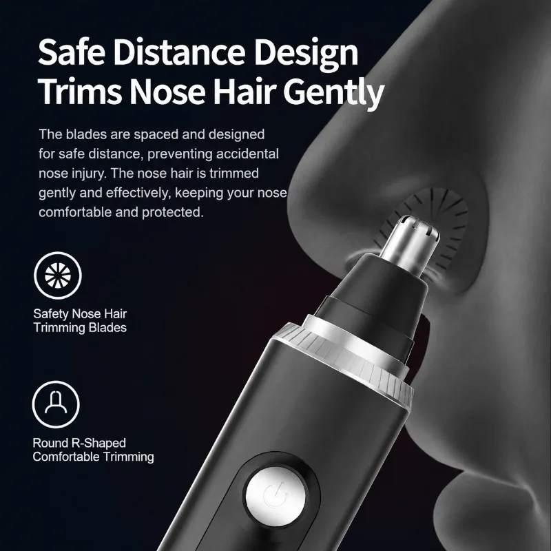 Rechargeable Electric Nose Hair Trimmer for Men Portable Nostril Cleaner Remove Nasal Hairs Practical Male Personal Grooming
