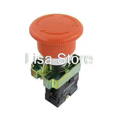 AC 240V 3A SPST 40mm Dia Red Mushroom Head Emergency Stop Push Button Switch