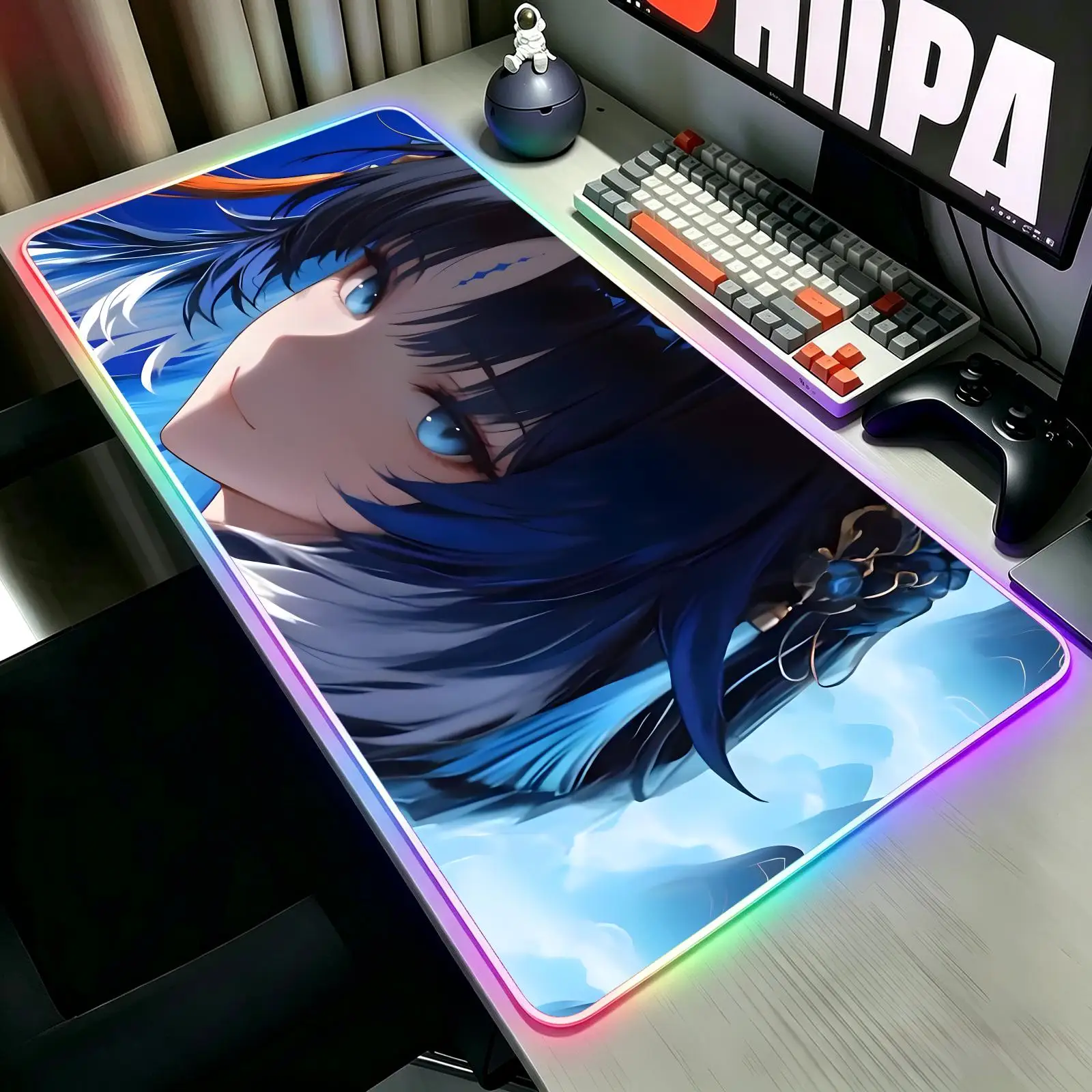 RGB Glow Gaming Desk Pad,wearproof sewn border, anti-slip mat for desktop, bedroom & office use Wuthering Waves YangyangXuanling