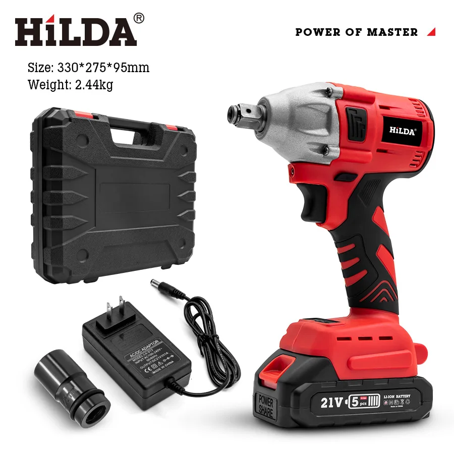 HILDA Electric Impact Wrench Brushless Cordless Electric Wrench Compatible  21V Battery Screwdriver Power Tool