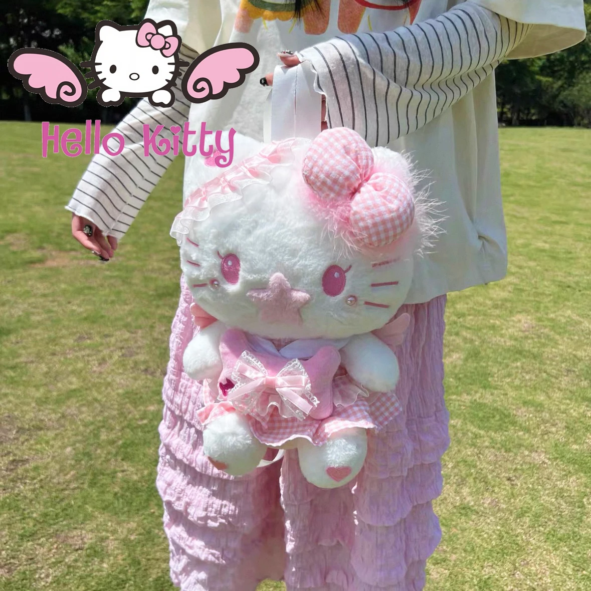 

NEW Hellokitty bag kawaii MINISO Pink Cute Backpack lace Hello kitty Doll decoration bag hottie Y2k dopamine cartoon Girl's Gift