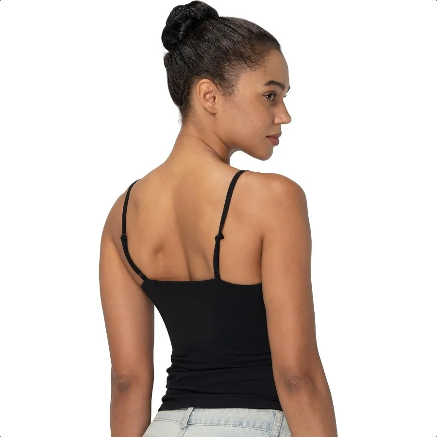 レディース トップス セクシー V ネック キャミソール スパゲッティ ストラップ付き 二重裏地 トレンディ ベーシック タンク 秋のお出かけ用