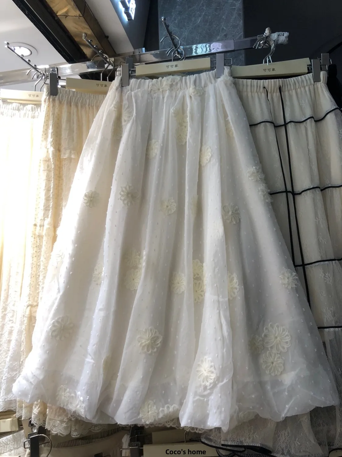 

Женская летняя юбка-полусолнце с 3D цветами и сеткой, пышная юбка-зонтик с цветочным узором, стройнящая миди-юбка