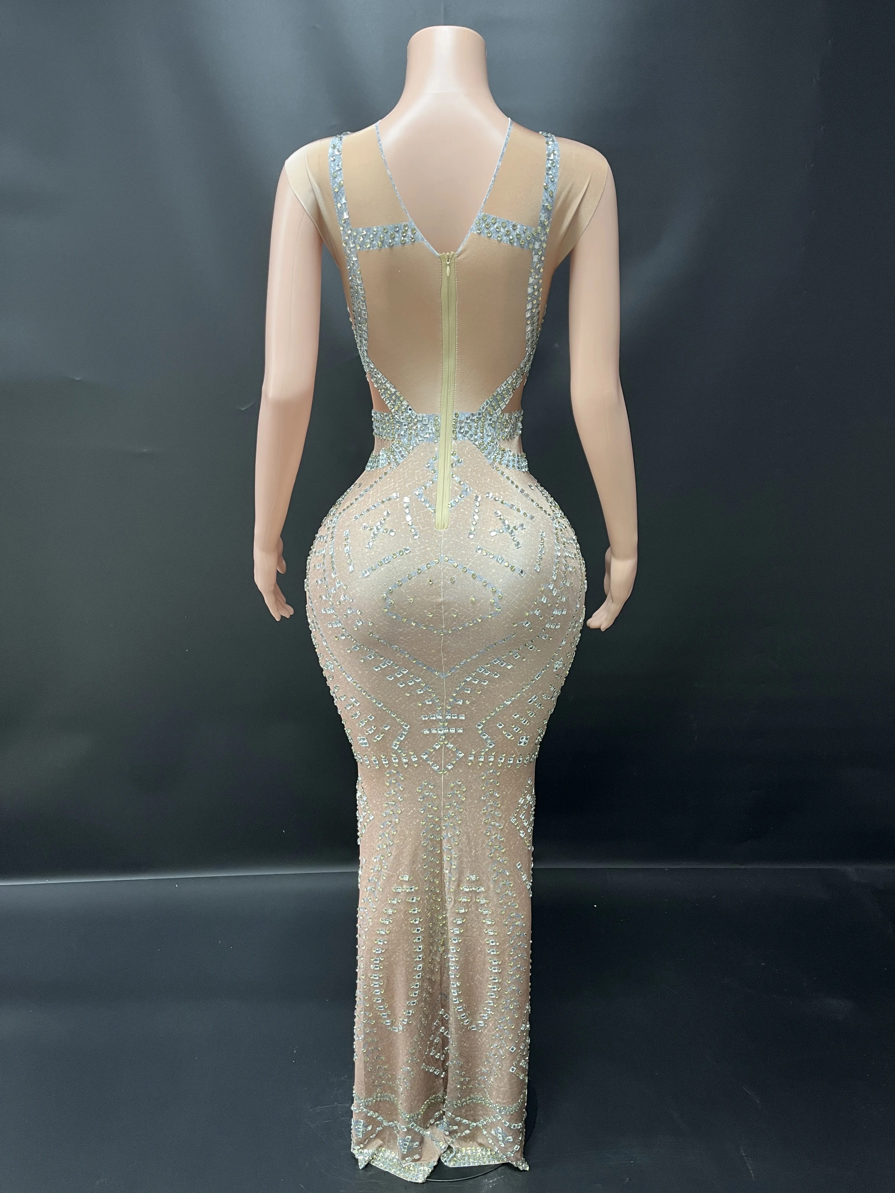 Luxe diners mesh avondjurk sexy vrouwen cocktailparty verjaardag baljurk high-end sprankelende kristallen fotoshoot dragen