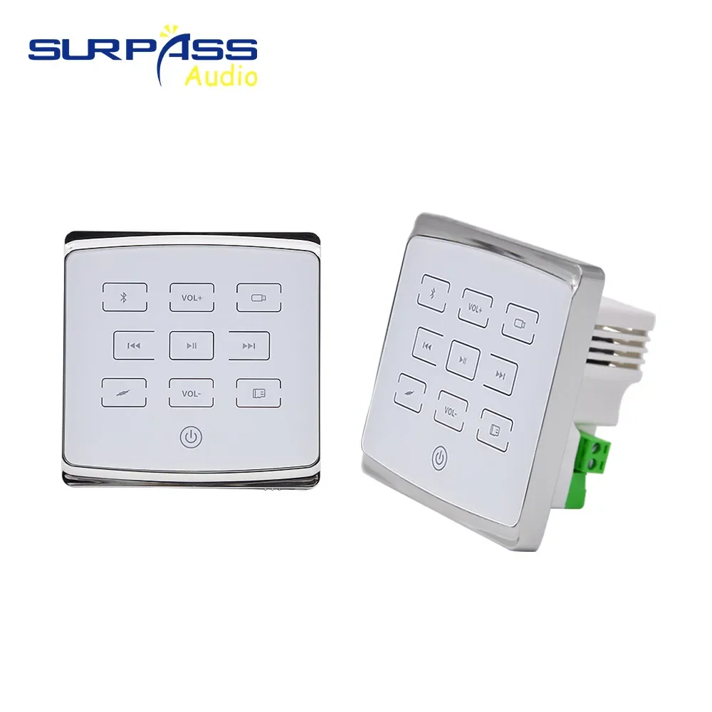 Smart Hotel Room Home Audio Bluetooth Amplifier In-wall Stereo Digital Player 86 Touch Key Background Music Controller USB TF