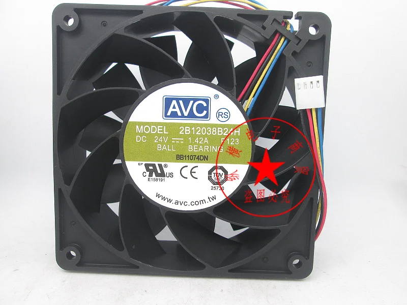 

AVC 2B12038B24H DC 24V 1.42A 120x120x38mm 4-Wire Server Cooling Fan