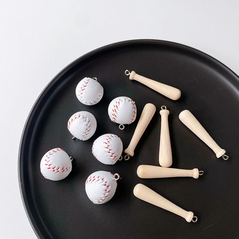 6 piezas de mini llavero con colgante de bate de béisbol simulado de 2CM, colgante pequeño, accesorios de regalo deportivo de béisbol, accesorios DIY