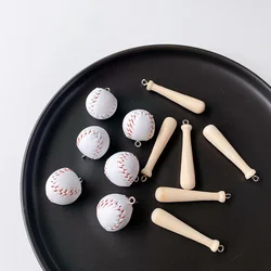 6pieces of mini 2CM simulated baseball bat pendant keychain small pendant baseball sports gift accessories DIY accessories