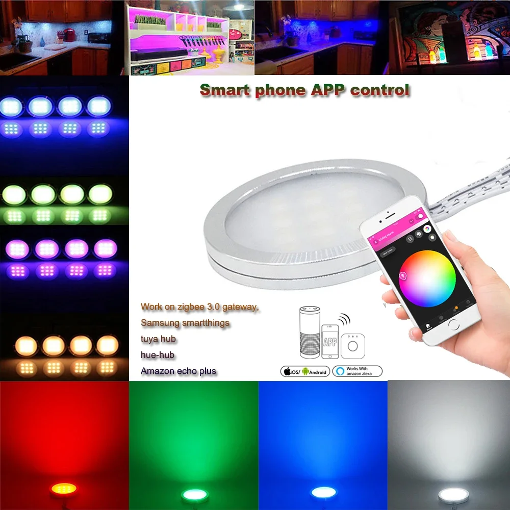 Zigbee RGB LED Unter Schrank Beleuchtung Dimmen Küche Zähler Möbel Beleuchtung Kit Für ZIGBEE 3,0 Smartthings Hu-e/b Echo Plus