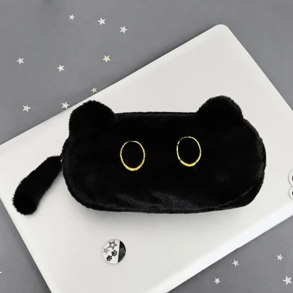 Portable Pen Bag Black Cat Large Capacity Stationery Bag Stationery Organizer Student