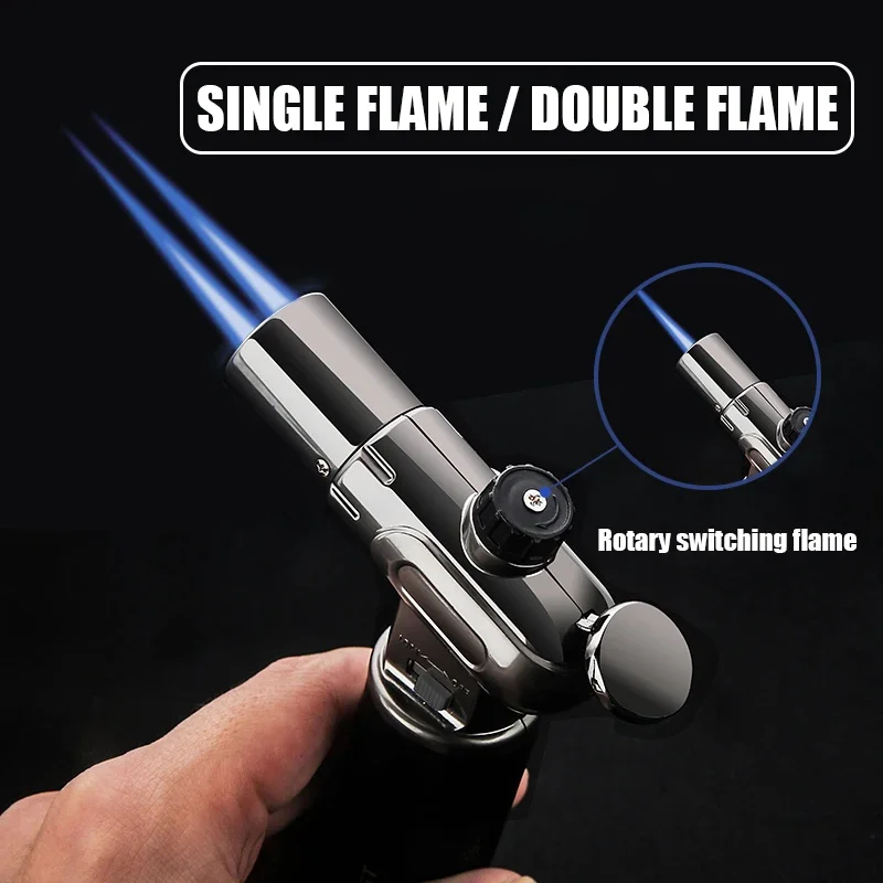 New HONEST Lighter 1300C Gun Single Double Fire Switchable Fixed Lock Adjustable Flame Size  Windproof Lighter Gadget